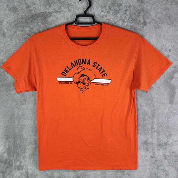 Mens Orange Oklahoma State Cowboys Graphic Shirt Crew Neck Short Sleeve Size L - Picture 2 of 9